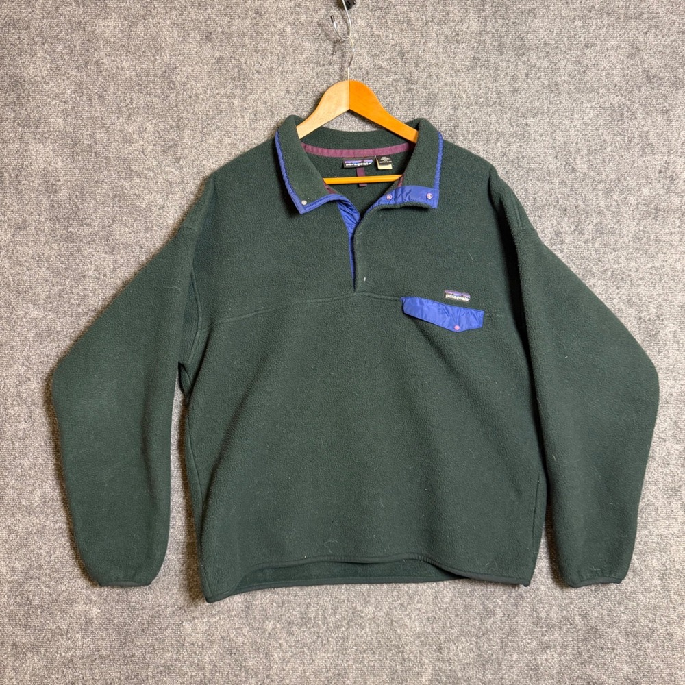 Vintage Patagonia Synchilla Snap-T Fleece Pullover Mens XL Green Made in USA
